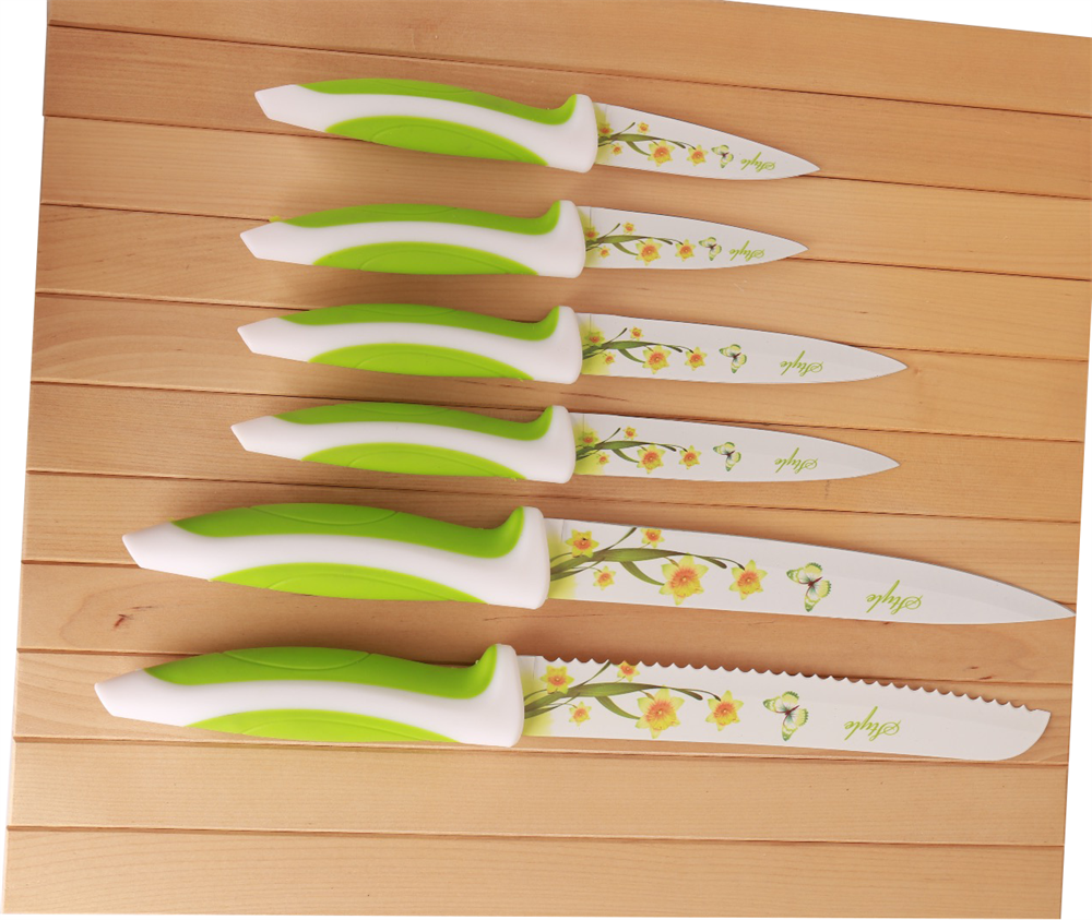 7 Parça Standlı Bıçak Seti - Yeşil