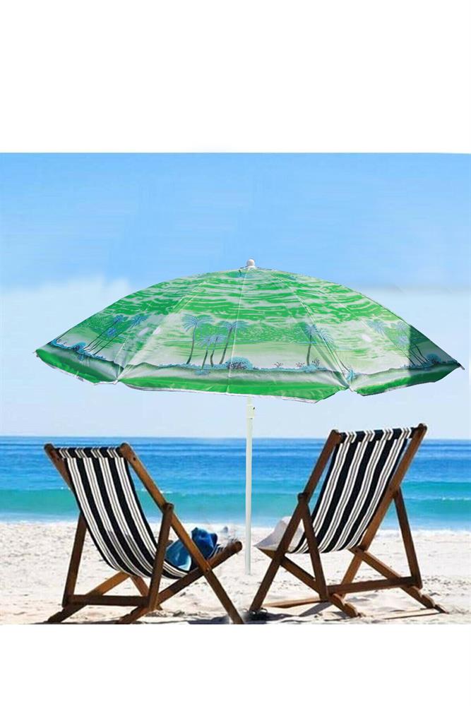 Plaj Deniz Bahçe Balkon Piknik Kamp Güneş Şemsiyesi Katlanır 160 Cm Yeşil Ormanlı